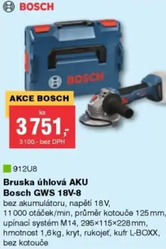 DEK Bruska úhlová AKU Bosch GWS 18V-8 nabídka
