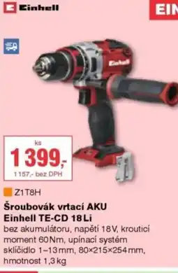 DEK Šroubovák vrtací AKU Einhell TE-CD 18 Li nabídka