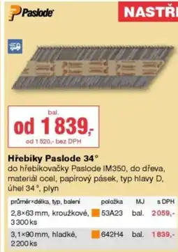 DEK Hřebíky Paslode 34° nabídka