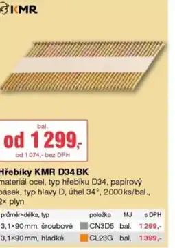 DEK Hřebíky KMR D34 BK nabídka