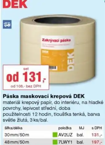 DEK Páska maskovací krepová DEK nabídka