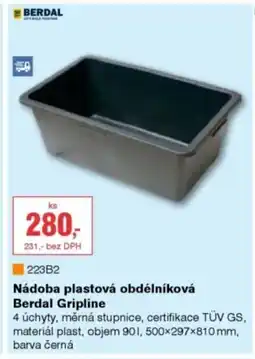 DEK Nádoba plastová obdélníková Berdal Gripline nabídka
