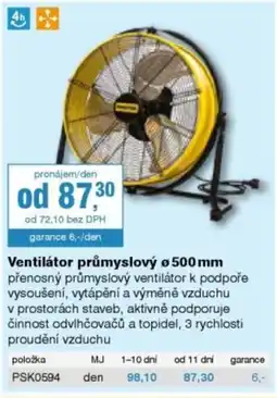 DEK Ventilátor průmyslový o 500 mm nabídka