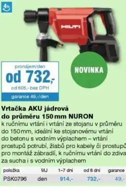 DEK Vrtačka AKU jádrová do průměru 150 mm NURON nabídka