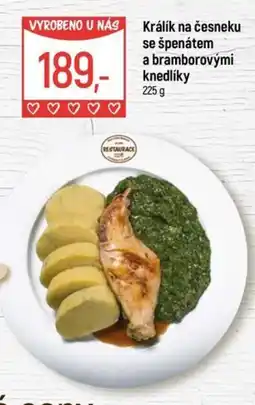 Globus Králík na česneku se špenátem a bramborovými knedlíky nabídka