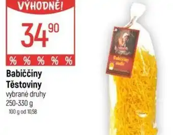 Globus Babiččiny Těstoviny nabídka