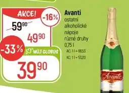 Globus Avanti ostatní alkoholické nápoje nabídka