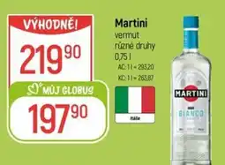 Globus Martini vermut nabídka