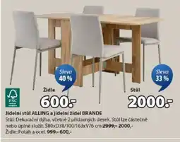 JYSK Jídelní stůl ALLING a jídelní židel BRANDE nabídka