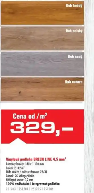 Uni Hobby Vinylová podlaha GREEN LINE 4,5 mm² nabídka