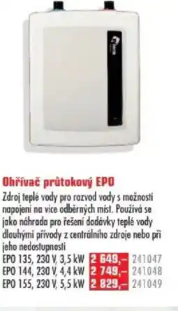 Uni Hobby Ohřívač průtokový EPO nabídka