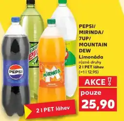 Kaufland PEPSI/ MIRINDA/ 7UP/ MOUNTAIN DEW Limonáda nabídka