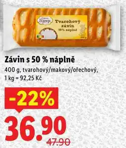 Lidl Závin s 50 % náplně, 400 g nabídka
