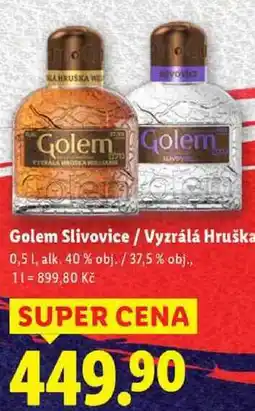 Lidl Golem Slivovice/Vyzrálá Hruška, 0,5 l nabídka