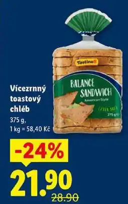 Lidl Vícezrnný toastový chléb, 375 g nabídka