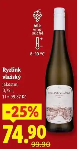 Lidl Ryzlink vlašský, 0,75 l nabídka