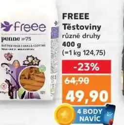 Kaufland FREEE Těstoviny nabídka
