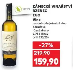 Kaufland ZÁMECKÉ VINAŘSTVÍ BZENEC EGO Vino nabídka