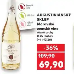 Kaufland AUGUSTINIÁNSKÝ SKLEP Moravské zemské víno nabídka