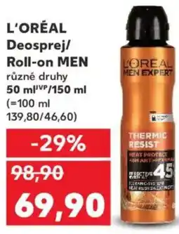 Kaufland L'ORÉAL Deosprej/ Roll-on MEN nabídka