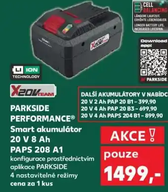 Kaufland PARKSIDE PERFORMANCE Smart akumulátor 20 V 8 Ah PAPS 208 A1 nabídka