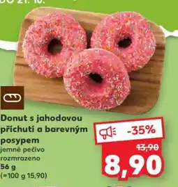Kaufland Donut s jahodovou příchutí a barevným posypem nabídka