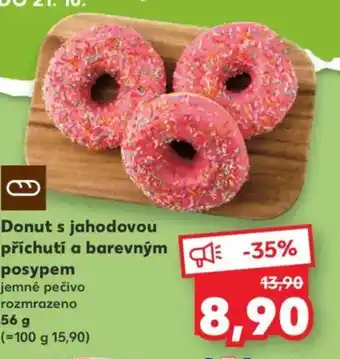 Kaufland Donut s jahodovou příchutí a barevným posypem nabídka