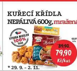 RABBIT řeznictví KUŘECÍ KŘÍDLA NEPÁLIVÁ 600g, mražená nabídka