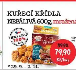 RABBIT řeznictví KUŘECÍ KŘÍDLA NEPÁLIVÁ 600g, mražená nabídka
