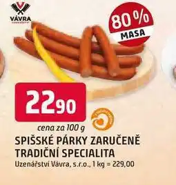 Trefa SPIŠSKÉ PÁRKY 100g nabídka
