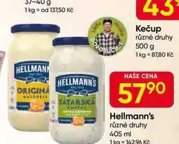 Hruška Hellmann's tatarská omáčka, majonéza 405ml, vybrané druhy nabídka