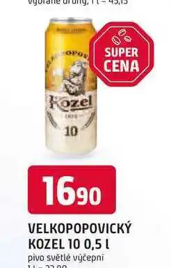 Trefa VELKOPOPOVICKÝ KOZEL 10° 0,5 L pivo světlé výčepní nabídka