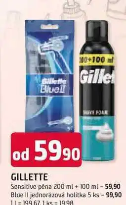 Trefa GILLETTE Sensitive pěna 200 ml + 100 ml nabídka