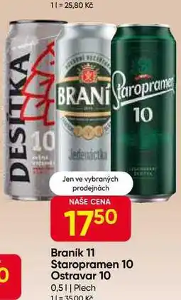 Hruška Braník Jedenáctka pivo ležák světlý 0,5l plechovka nabídka