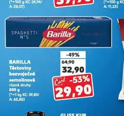 Kaufland Barilla těstoviny semolinové nabídka