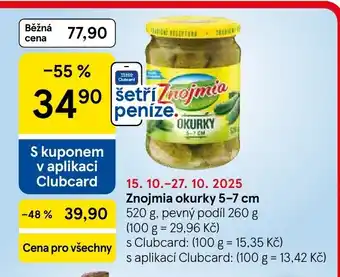 Tesco Znojmia okurky 5-7 cm nabídka