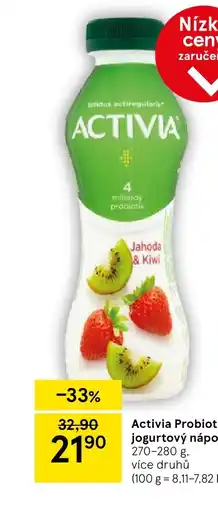 Tesco Activia Probiotický jogurtový nápoj nabídka