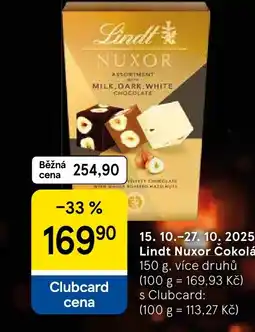 Tesco Lindt Nuxor Čokoláda nabídka