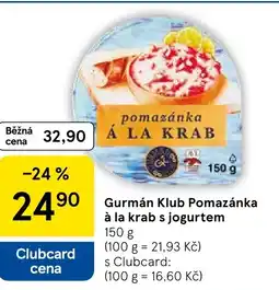Tesco Gurmán Klub Pomazánka à la krab s jogurtem nabídka