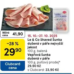 Tesco Le & Co Shaved Šunka dušená v páře nejvyšší jakost nabídka