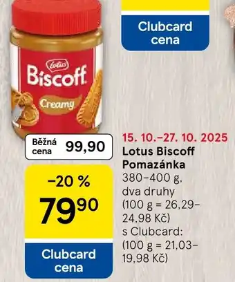 Tesco Lotus Biscoff Pomazánka nabídka