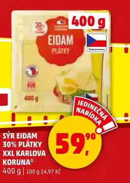 Penny Market Sýr eidam 30% plátky XXL Karlova koruna nabídka