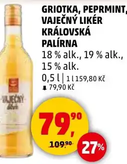 Penny Market Griotka, peprmint, vaječný likér královská palírna nabídka