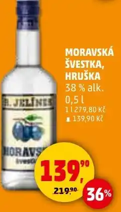 Penny Market Moravská švestka, hruška 38% alk. nabídka