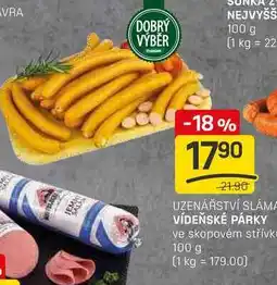 Flop VÍDEŇSKÉ PÁRKY ve skopovém střívku 100 g nabídka