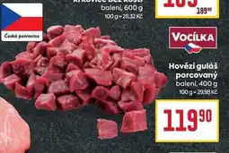 Billa Hovězí guláš porcovaný balení, 400 g nabídka