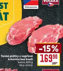 Billa Tenké plátky z vepřové krkovice bez kosti balení, 600 g nabídka