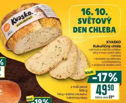 Billa KVASKO Kukuřičný chléb 505g nabídka