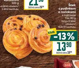 Billa Šnek s pudinkem a rozinkami z naší pece 1ks, 80 g nabídka