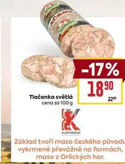 Billa Tlačenka světlá cena za 100 g nabídka